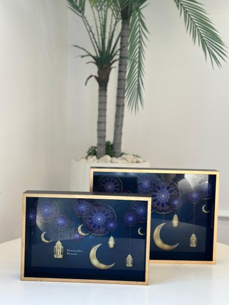 صنية رمضان كحلي طقم 2 قطعه